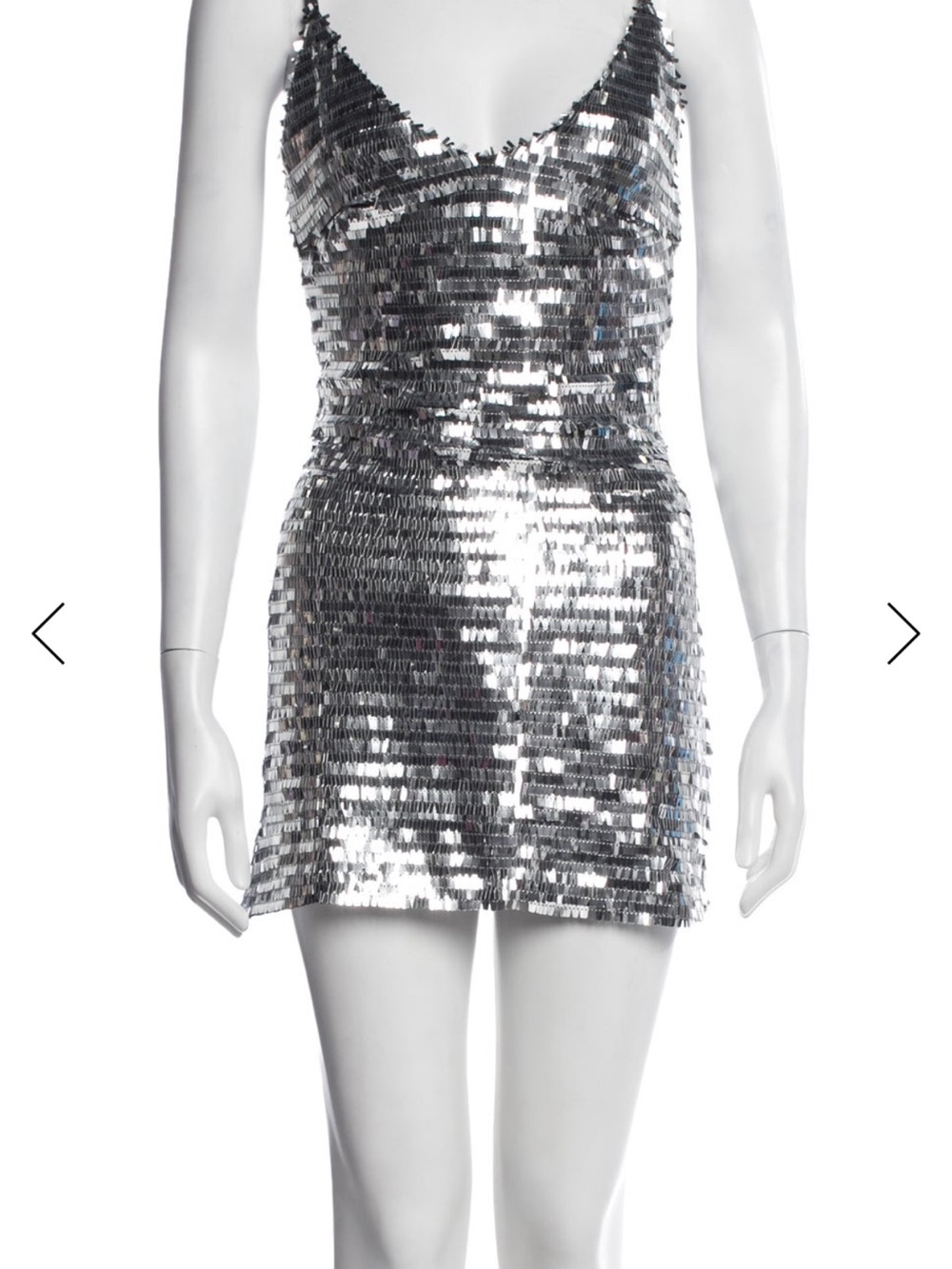 NWT Chiara Ferragni Silver Sequin Mini Slip Dress Size S